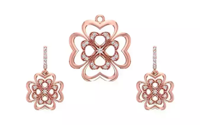 Women Earrings Pendants Sets 3dm STL OBJ FBX Renders Details