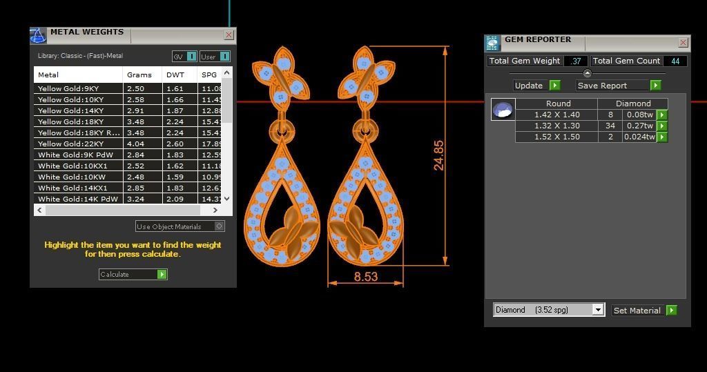 Women Earrings Pendants Sets 3dm STL OBJ FBX Renders Details 3D print model_8