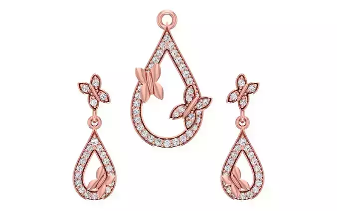 Women Earrings Pendants Sets 3dm STL OBJ FBX Renders Details 3D print model