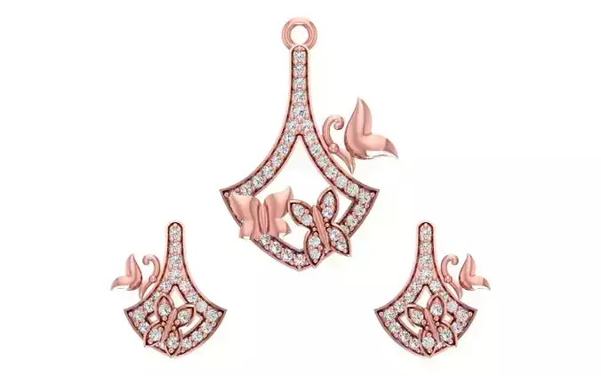 Women Earrings Pendants Sets 3dm STL OBJ FBX Renders Details 3D print model