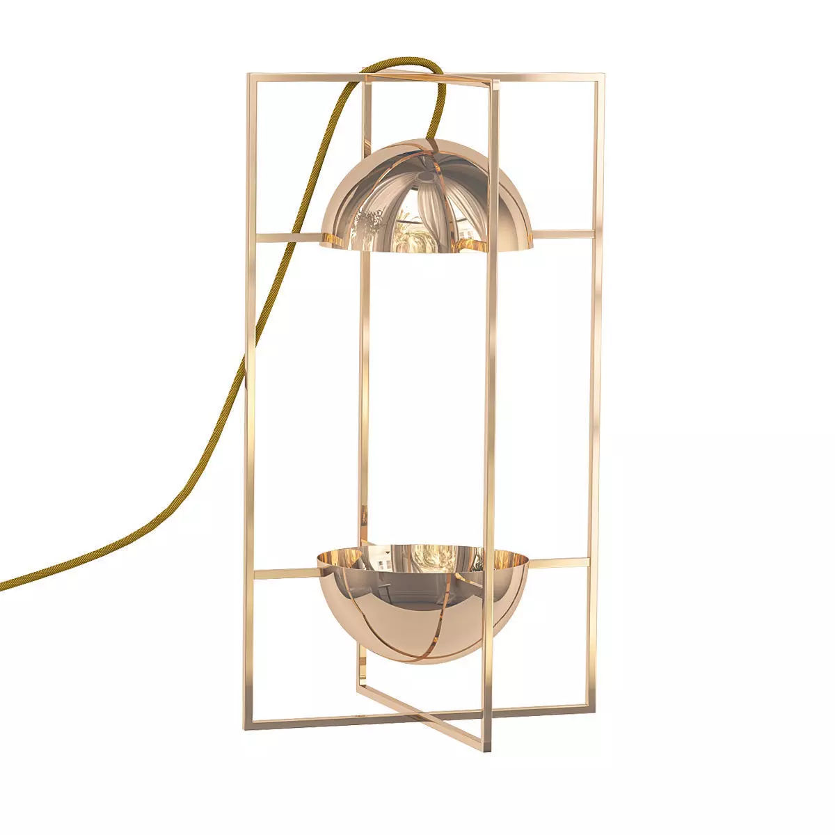 EXHIBIT gold metal lamp with ball in middle 3D model