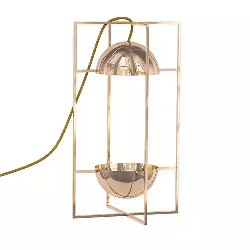 EXHIBIT gold metal lamp with ball in middle