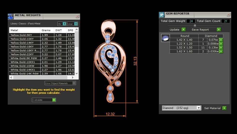 Women Earrings Pendants Sets 3dm STL OBJ FBX Renders Details 3D print model_7