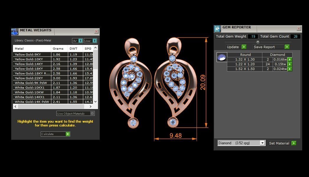 Women Earrings Pendants Sets 3dm STL OBJ FBX Renders Details 3D print model_8