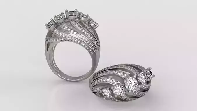 Fashion Ring diamond 3d print model C03