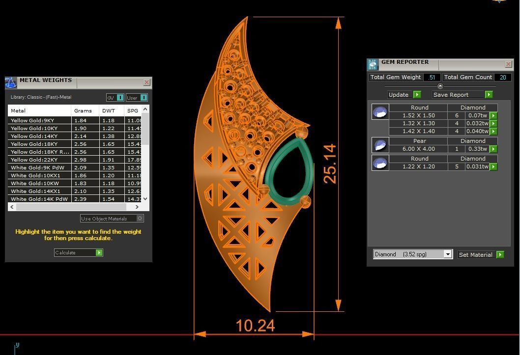 Women Earrings Pendants Sets 3dm STL OBJ FBX Renders Details 3D print model_8