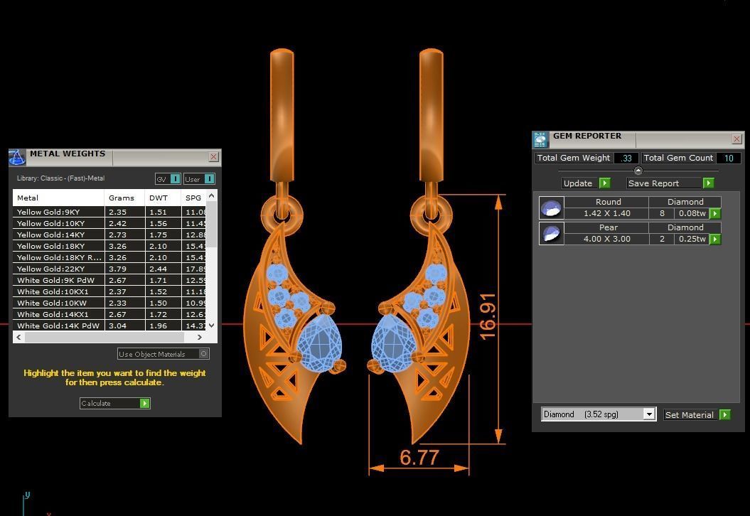 Women Earrings Pendants Sets 3dm STL OBJ FBX Renders Details 3D print model_7