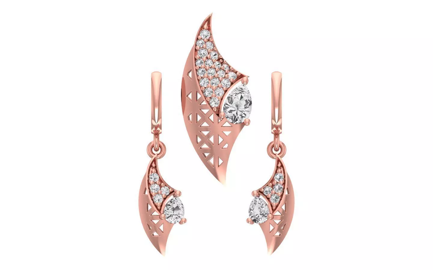 Women Earrings Pendants Sets 3dm STL OBJ FBX Renders Details 3D print model_0