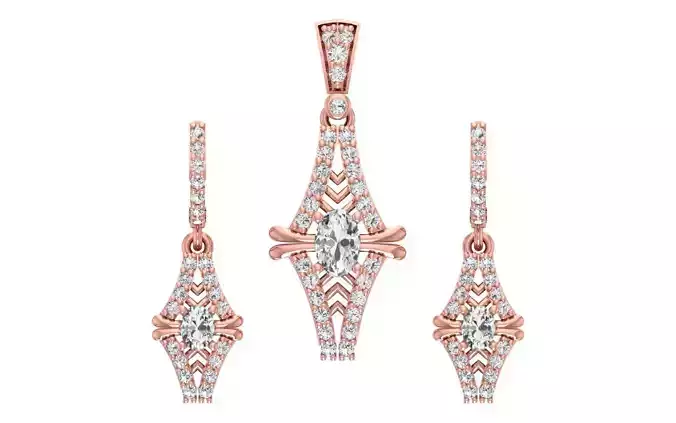 Women Earrings Pendants Sets 3dm STL OBJ FBX Renders Details