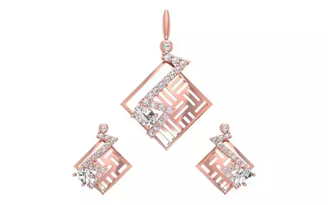 Women Earrings Pendants Sets 3dm STL OBJ FBX Renders Details 3D print model