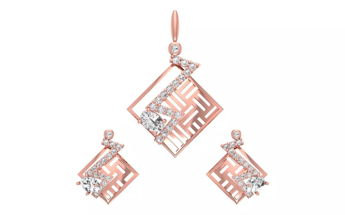 Women Earrings Pendants Sets 3dm STL OBJ FBX Renders Details 3D print model_0