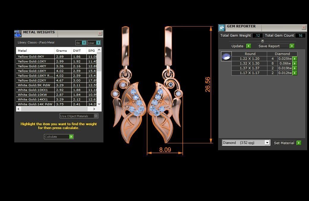 Women Earrings Pendants Sets 3dm STL OBJ FBX Renders Details 3D print model_8