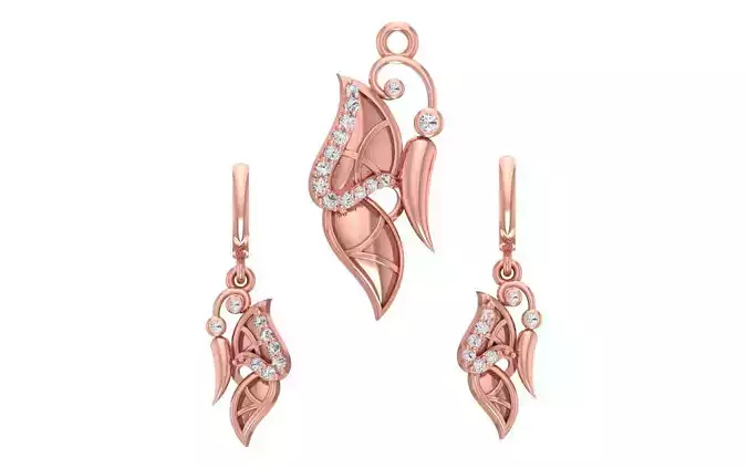 Women Earrings Pendants Sets 3dm STL OBJ FBX Renders Details 3D print model