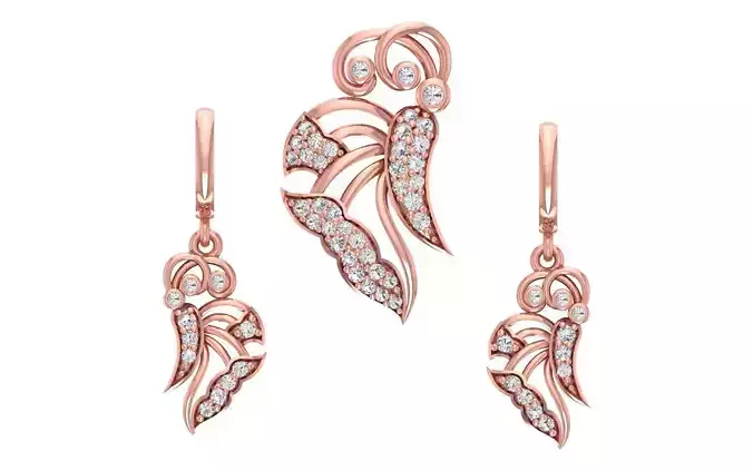 Women Earrings Pendants Sets 3dm STL OBJ FBX Renders Details 3D print model