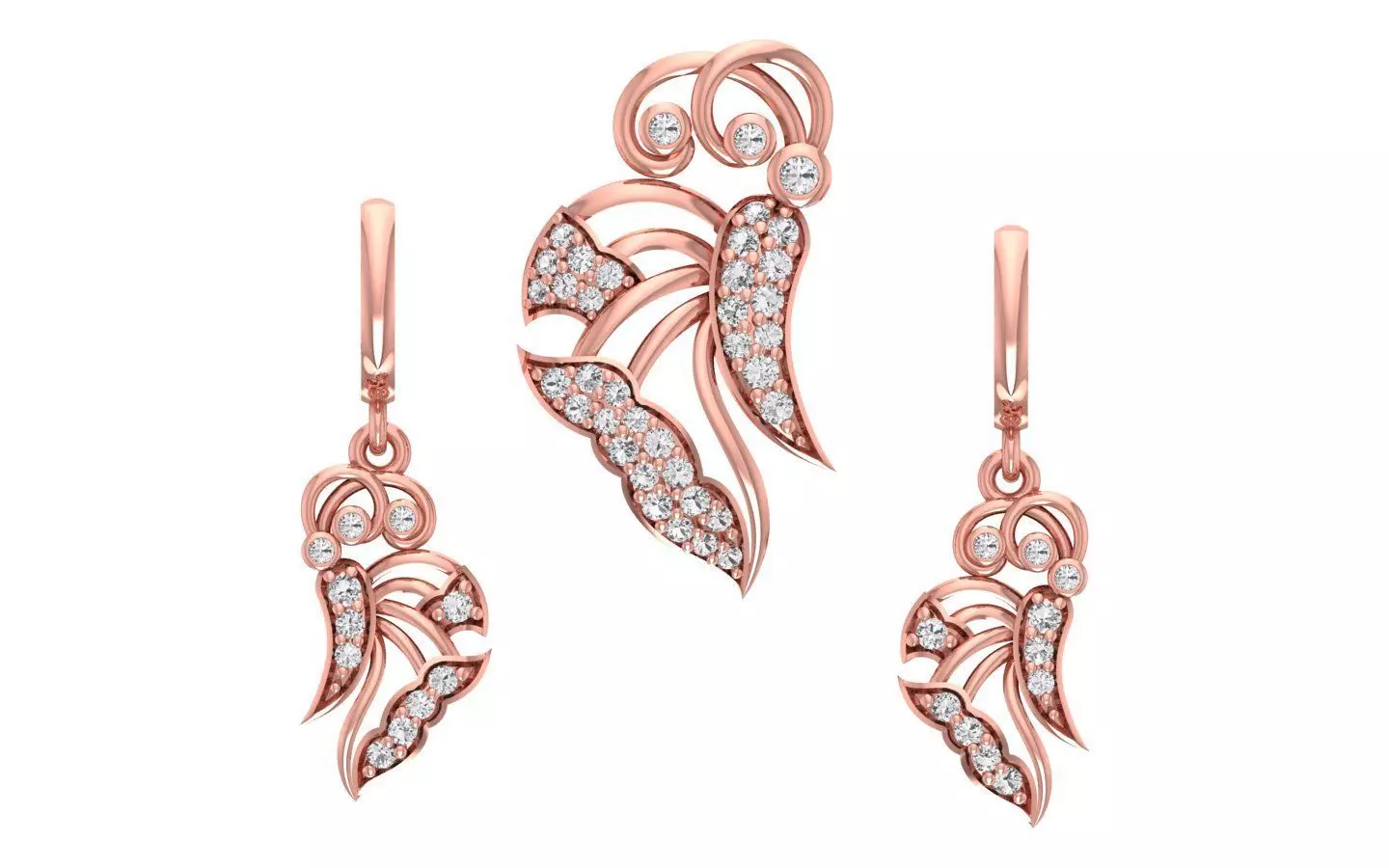 Women Earrings Pendants Sets 3dm STL OBJ FBX Renders Details 3D print model_0