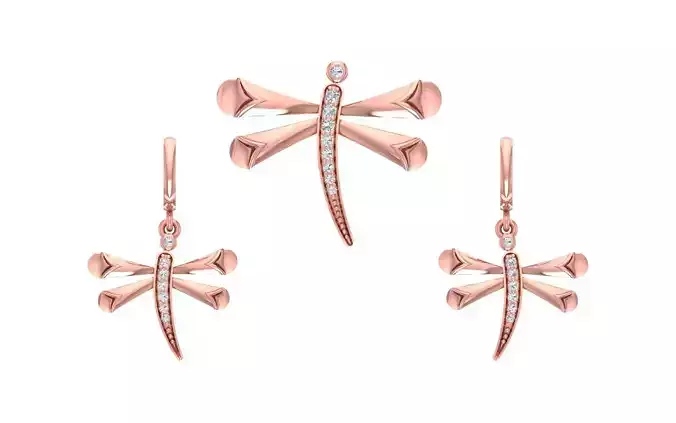 Women Earrings Pendants Sets 3dm STL OBJ FBX Renders Details 3D print model
