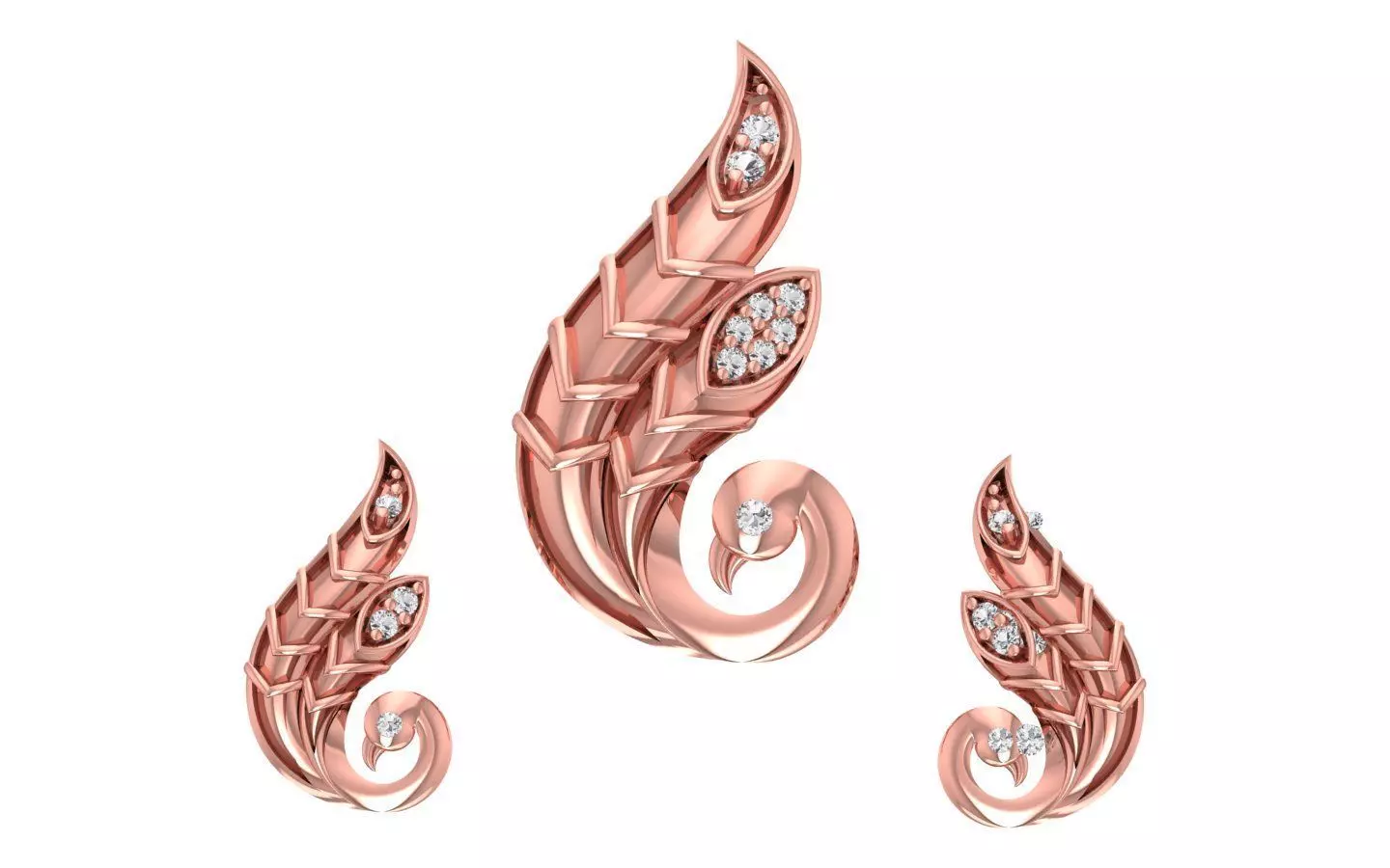 Women Earrings Pendants Sets 3dm STL OBJ FBX Renders Details 3D print model_0