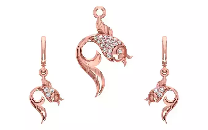 Women Earrings Pendants Sets 3dm STL OBJ FBX Renders Details 3D print model