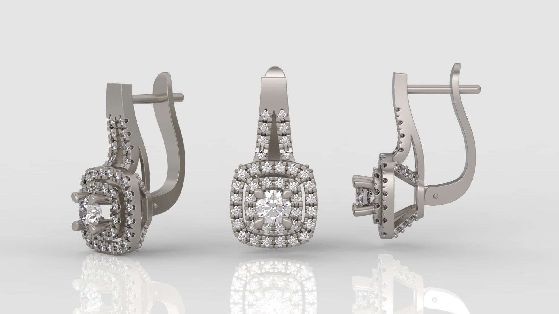 Ring and Earrings Diamond jewelry set 3d print model C06 3D print model_7