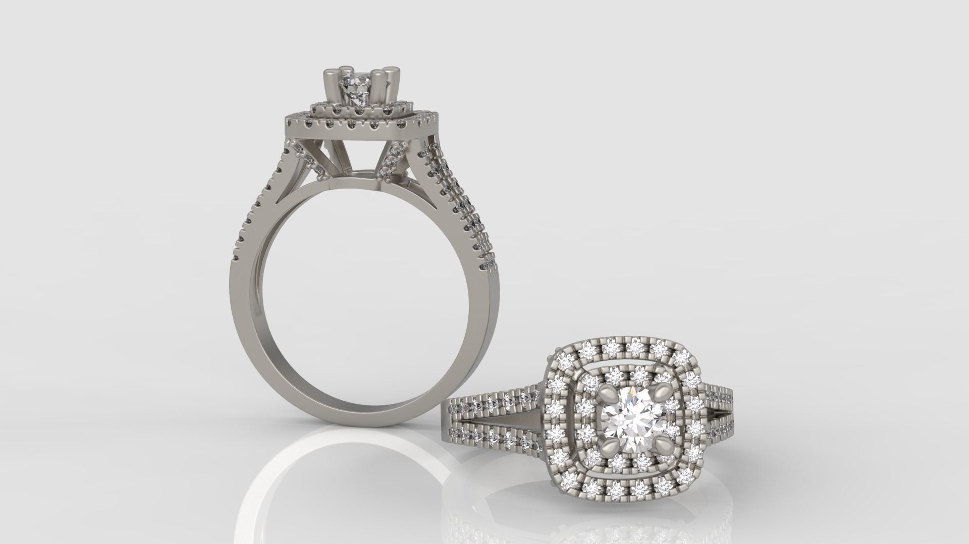 Ring and Earrings Diamond jewelry set 3d print model C06 3D print model_2