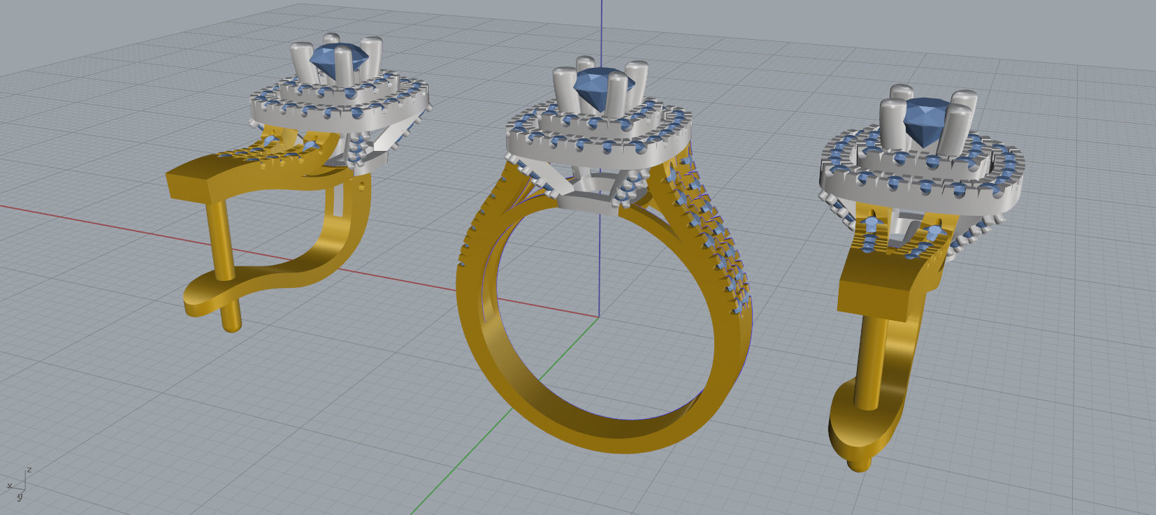Ring and Earrings Diamond jewelry set 3d print model C06 3D print model_15