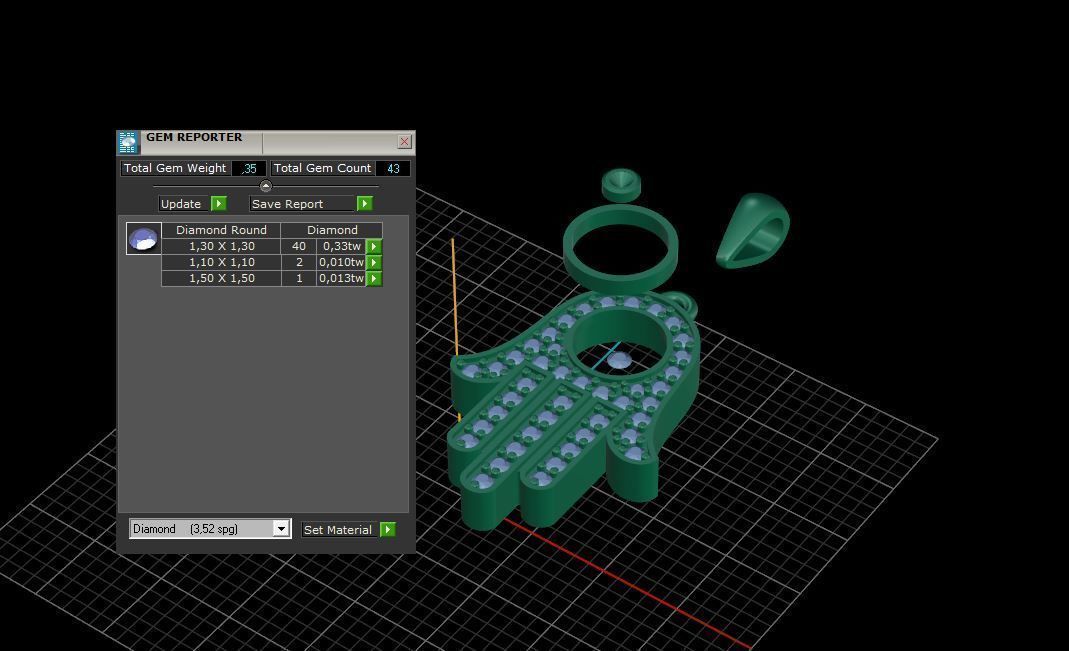 Ring and Earrings Diamond jewelry set 3d print model C06 3D print model_29