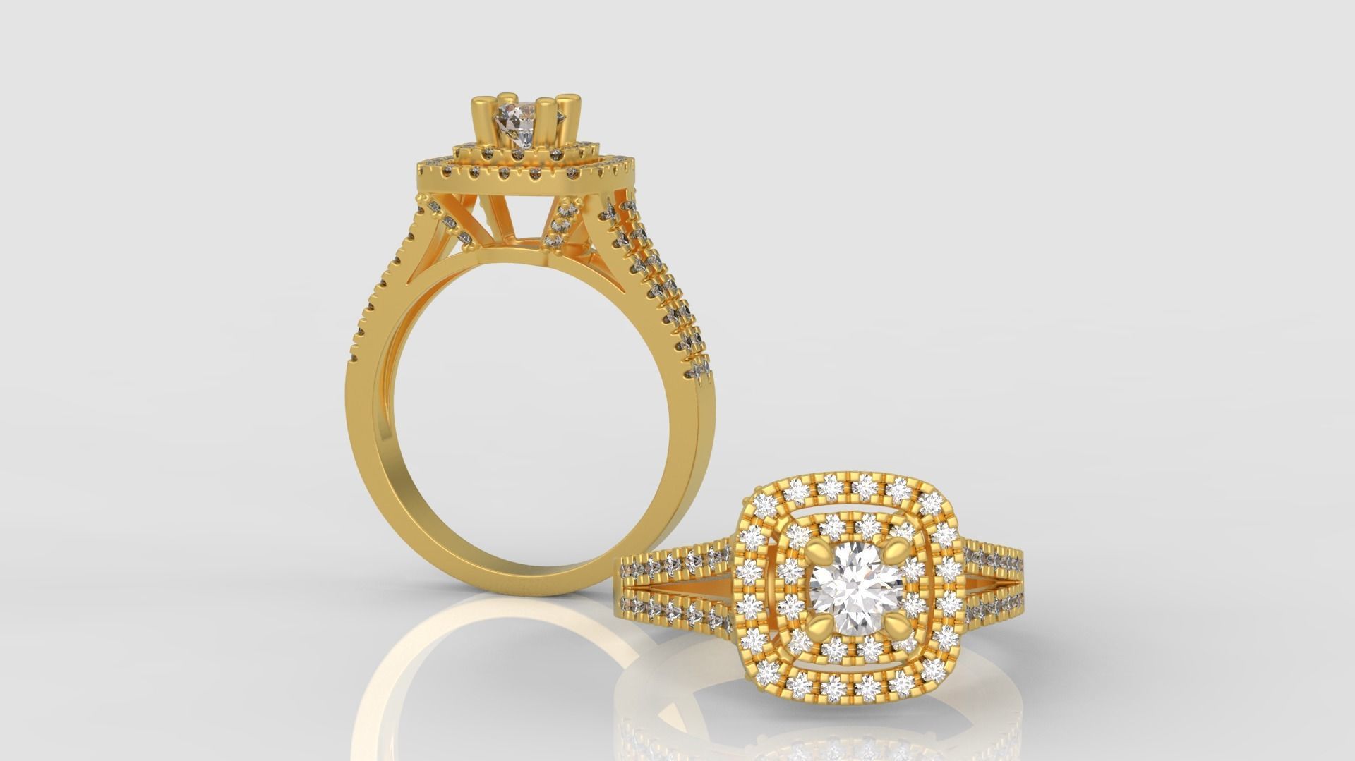 Ring and Earrings Diamond jewelry set 3d print model C06 3D print model_3