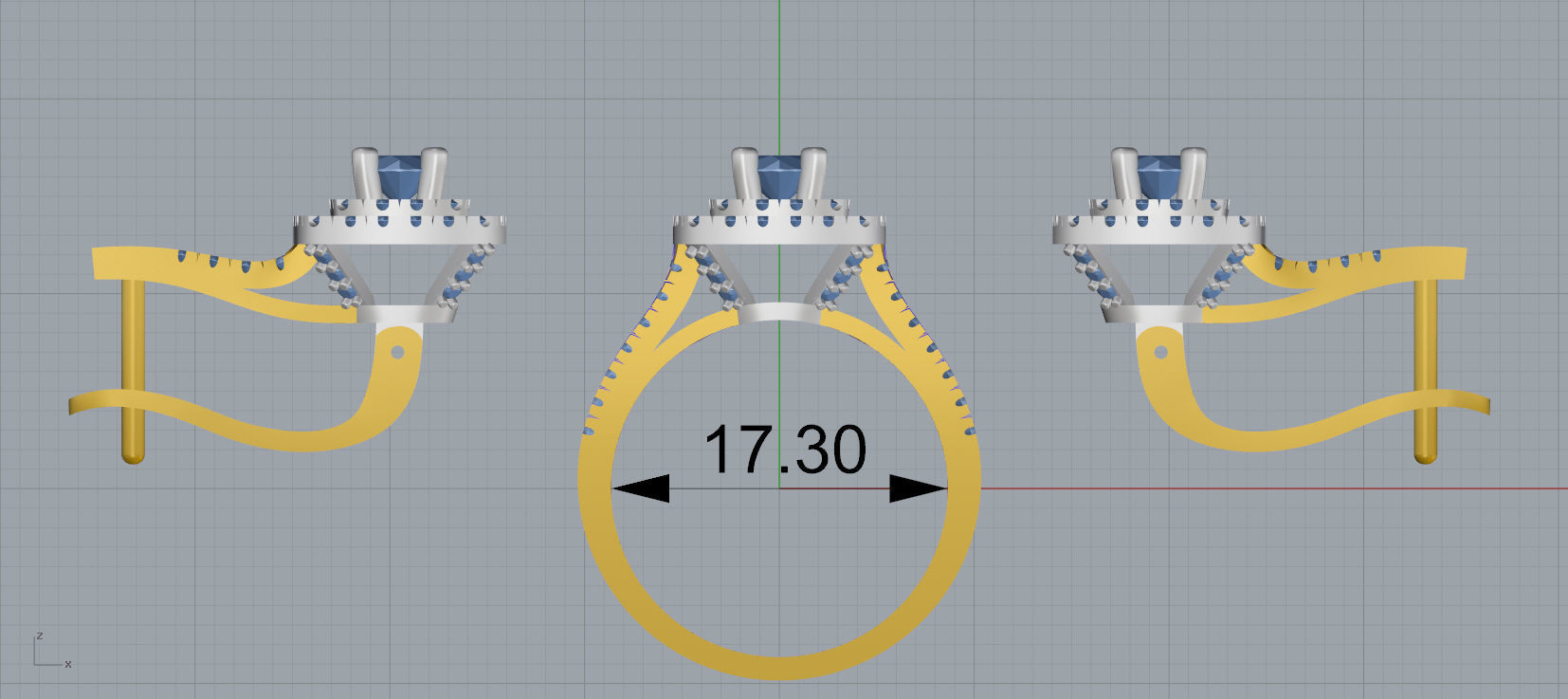 Ring and Earrings Diamond jewelry set 3d print model C06 3D print model_10