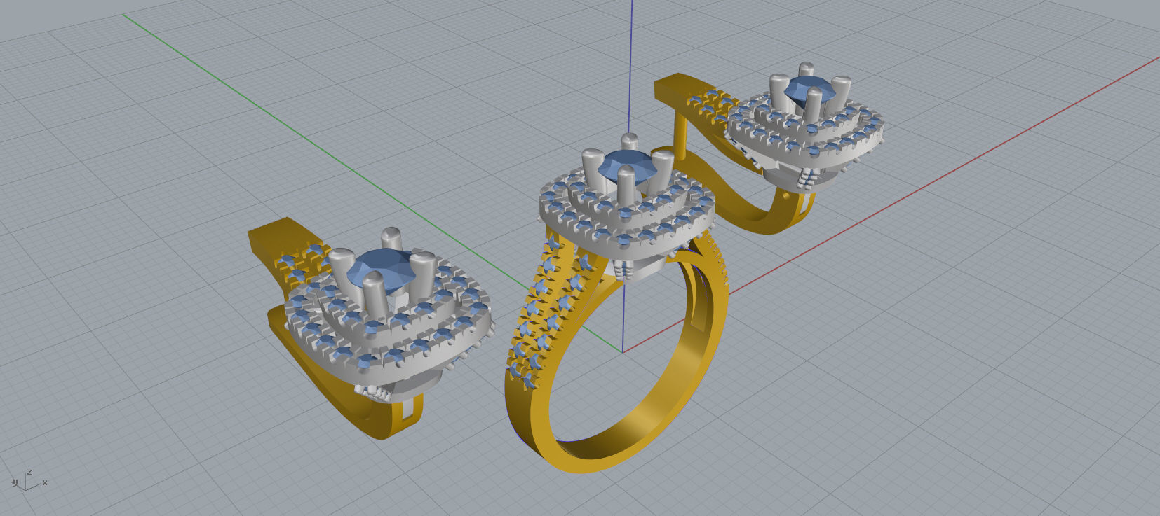 Ring and Earrings Diamond jewelry set 3d print model C06 3D print model_18