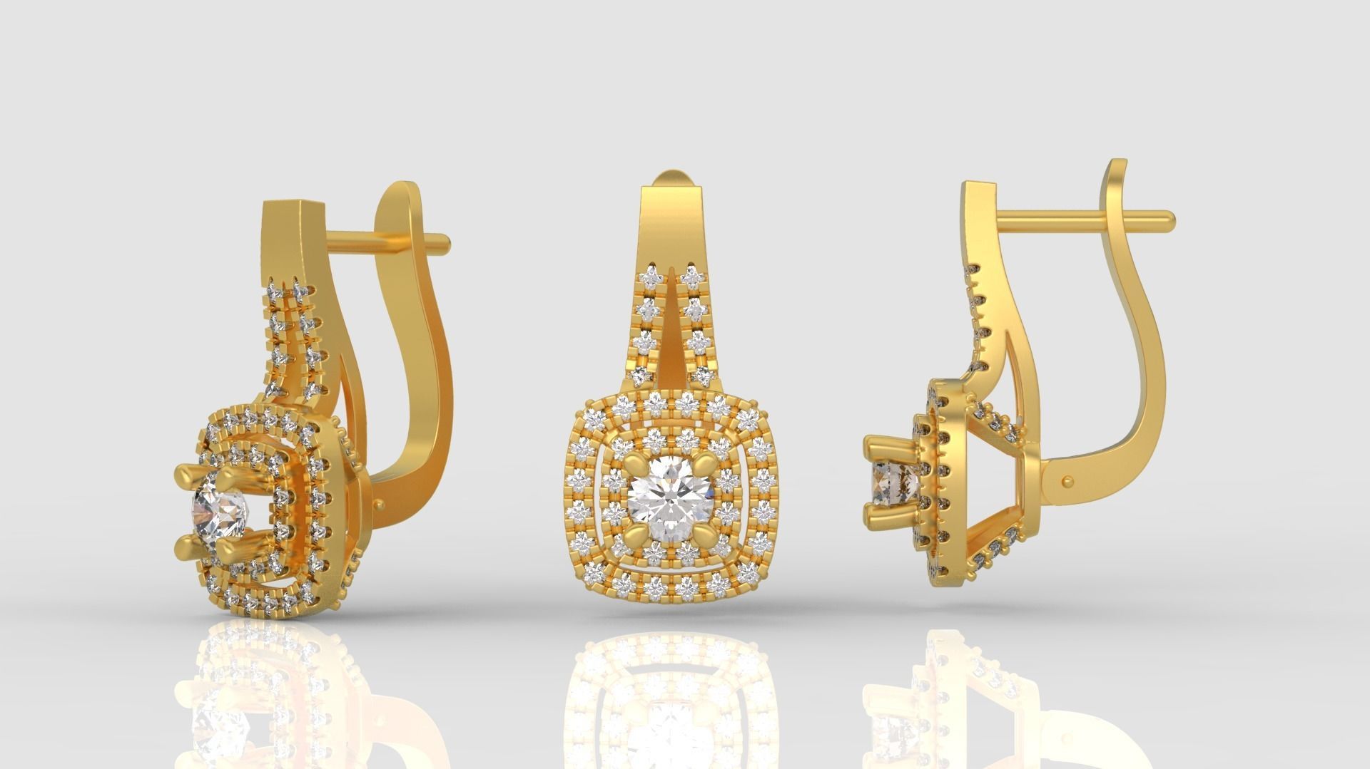 Ring and Earrings Diamond jewelry set 3d print model C06 3D print model_6