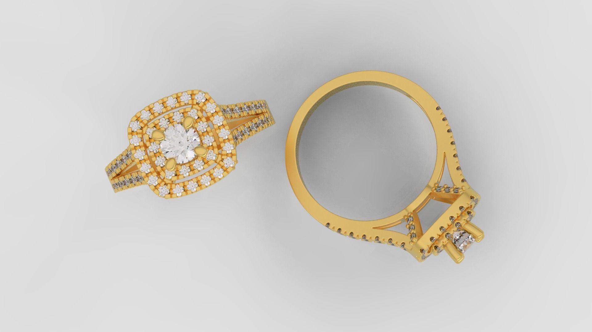 Ring and Earrings Diamond jewelry set 3d print model C06 3D print model_5