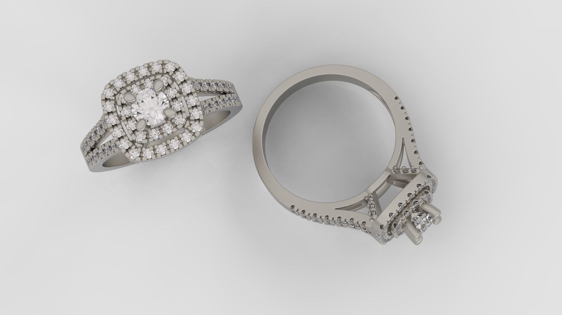 Ring and Earrings Diamond jewelry set 3d print model C06 3D print model_4