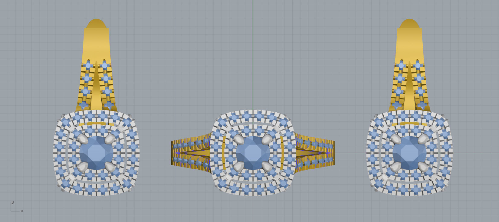 Ring and Earrings Diamond jewelry set 3d print model C06 3D print model_12