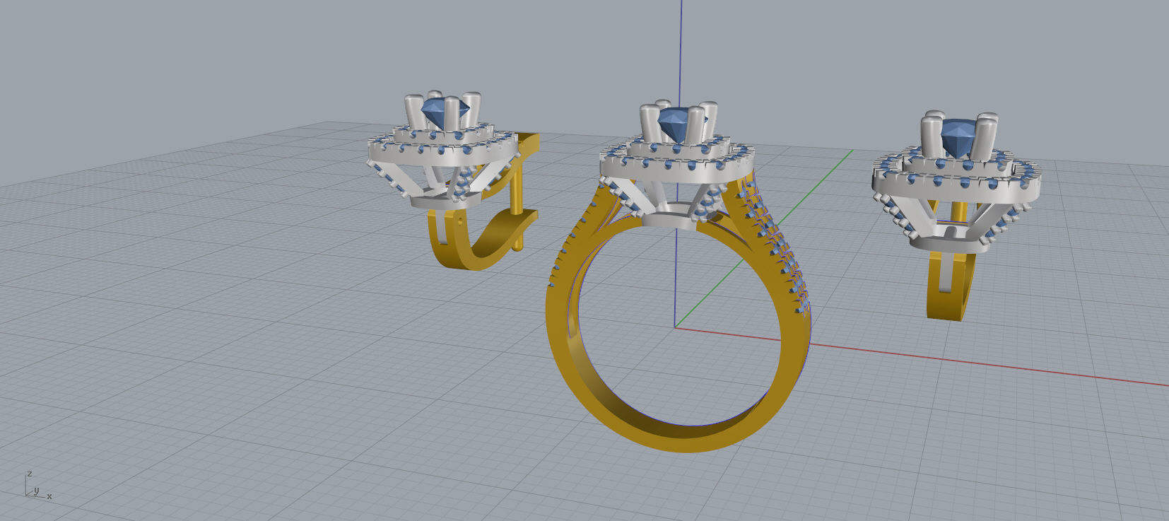 Ring and Earrings Diamond jewelry set 3d print model C06 3D print model_16