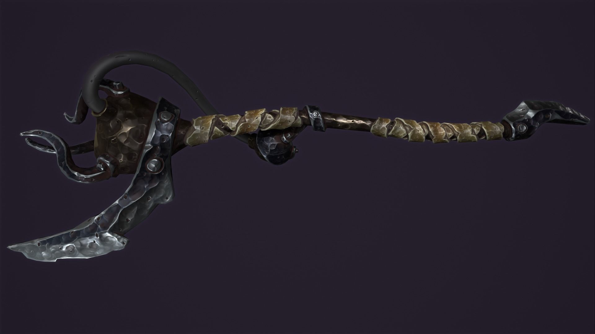 Brute staff Low-poly 3D model_1