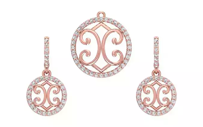 Women Earrings Pendants Sets 3dm STL OBJ FBX Renders Details 3D print model