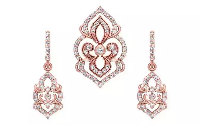 Women Earrings Pendants Sets 3dm STL OBJ FBX Renders Details