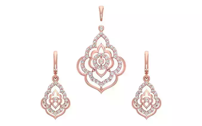 Women Earrings Pendants Sets 3dm STL OBJ FBX Renders Details