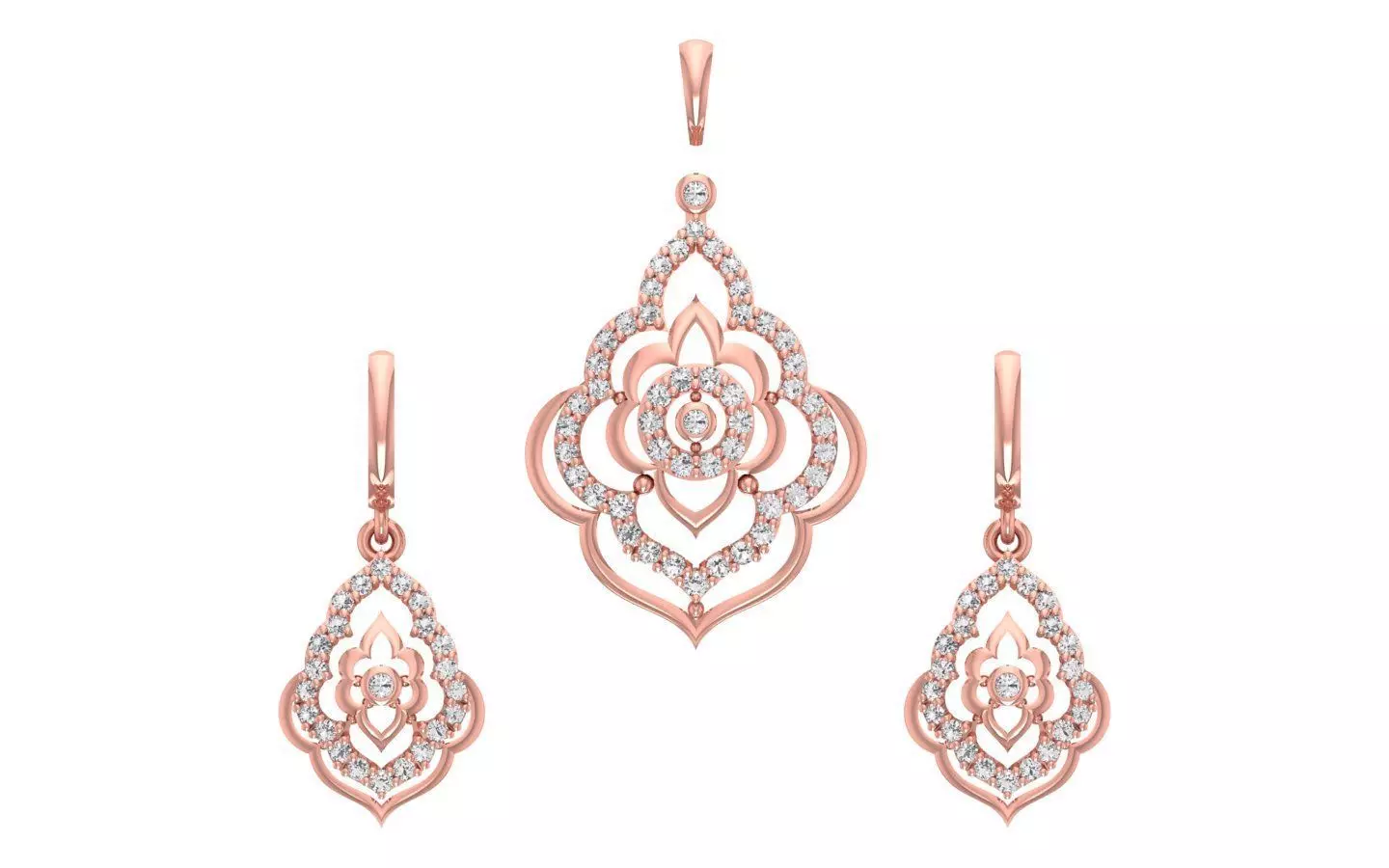 Women Earrings Pendants Sets 3dm STL OBJ FBX Renders Details 3D print model_0