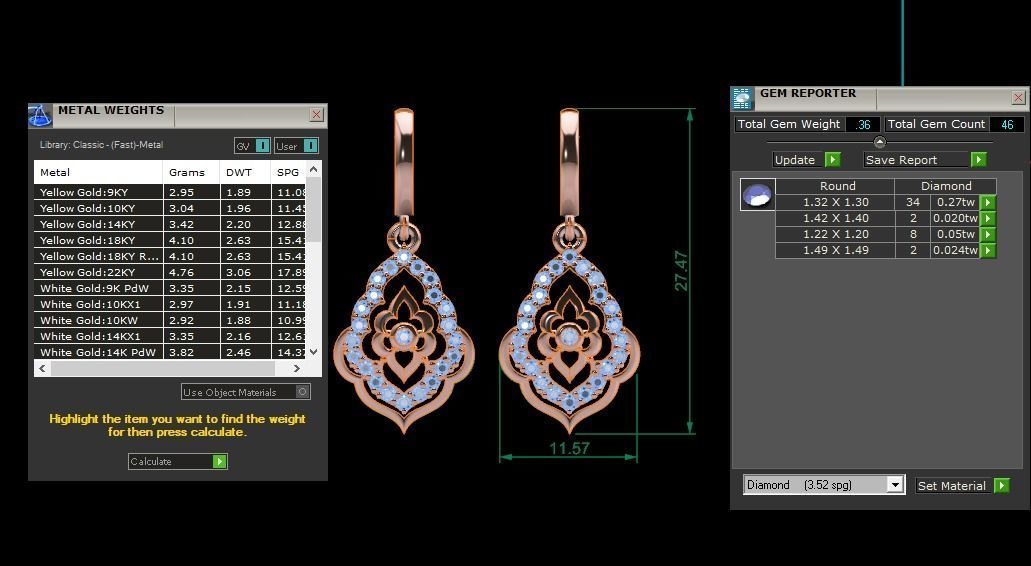 Women Earrings Pendants Sets 3dm STL OBJ FBX Renders Details 3D print model_8