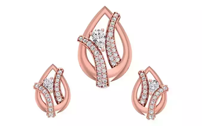 Women Earrings Pendants Sets 3dm STL OBJ FBX Renders Details