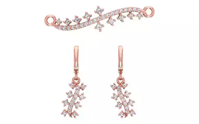 Women Earrings Pendants Sets 3dm STL OBJ FBX Renders Details