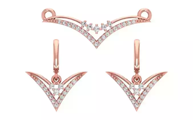 Women Earrings Pendants Sets 3dm STL OBJ FBX Renders Details