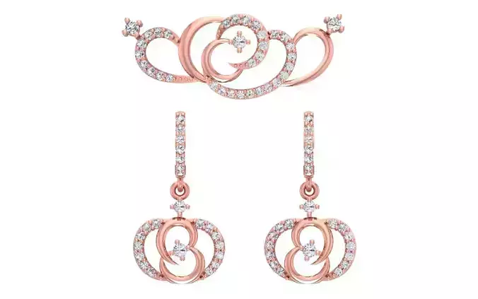 Women Earrings Pendants Sets 3dm STL OBJ FBX Renders Details