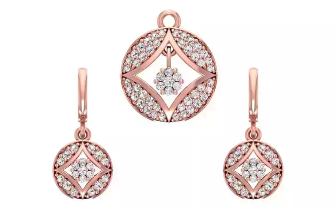 Women Earrings Pendants Sets 3dm STL OBJ FBX Renders Details