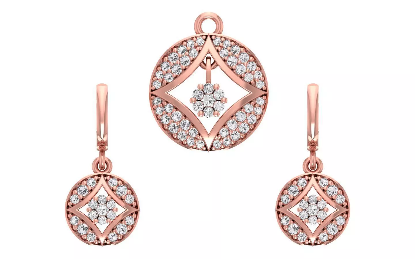 Women Earrings Pendants Sets 3dm STL OBJ FBX Renders Details 3D print model_0