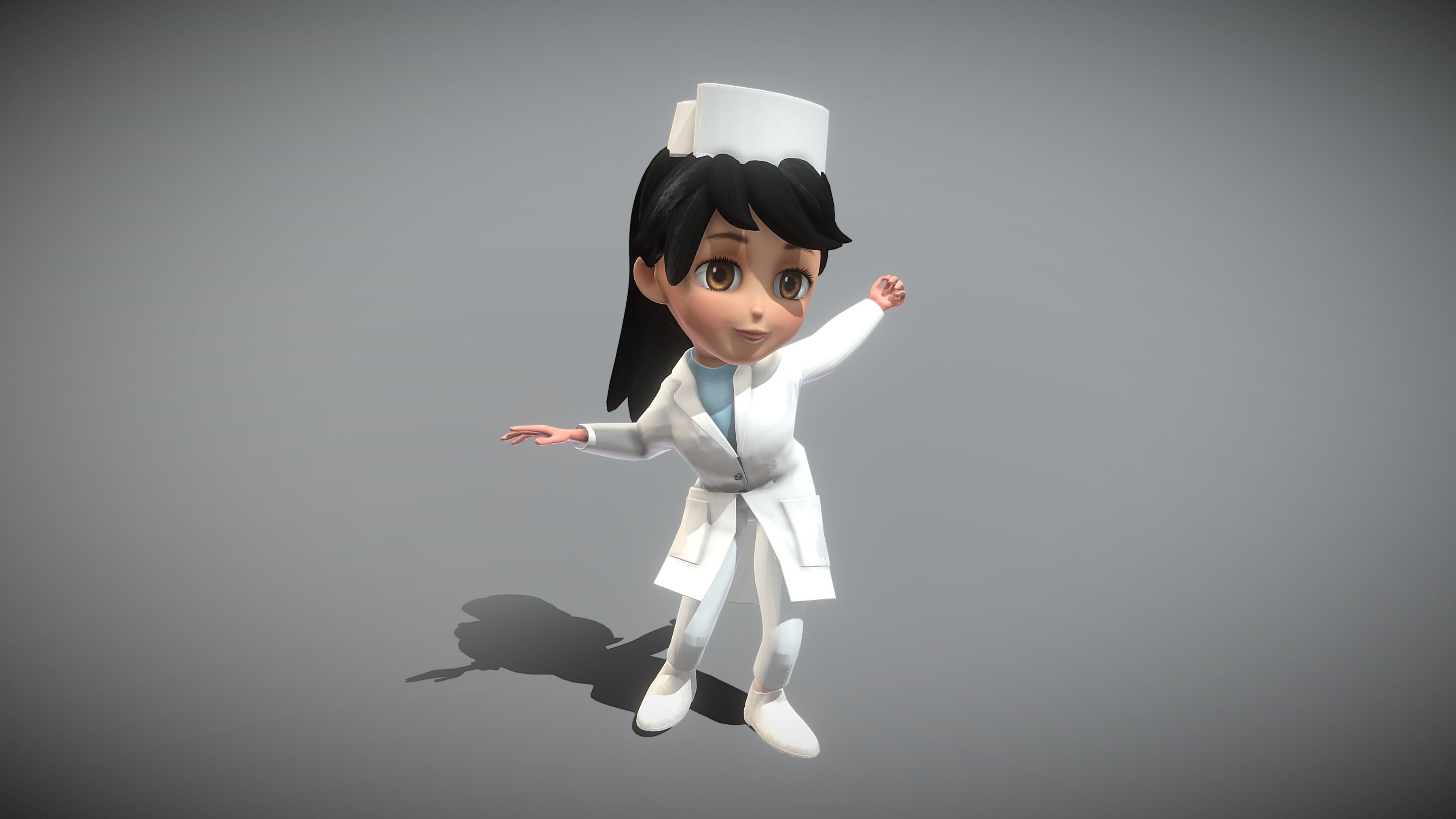 Cartoon Nurse Low-poly 3D model_10
