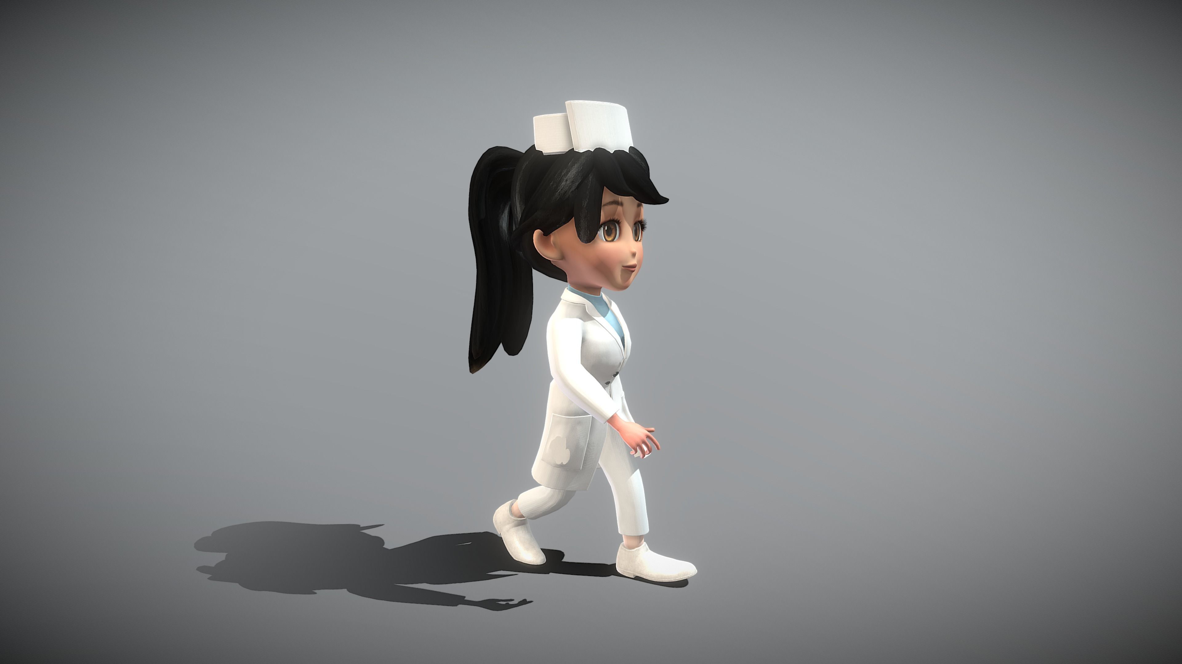 Cartoon Nurse Low-poly 3D model_3