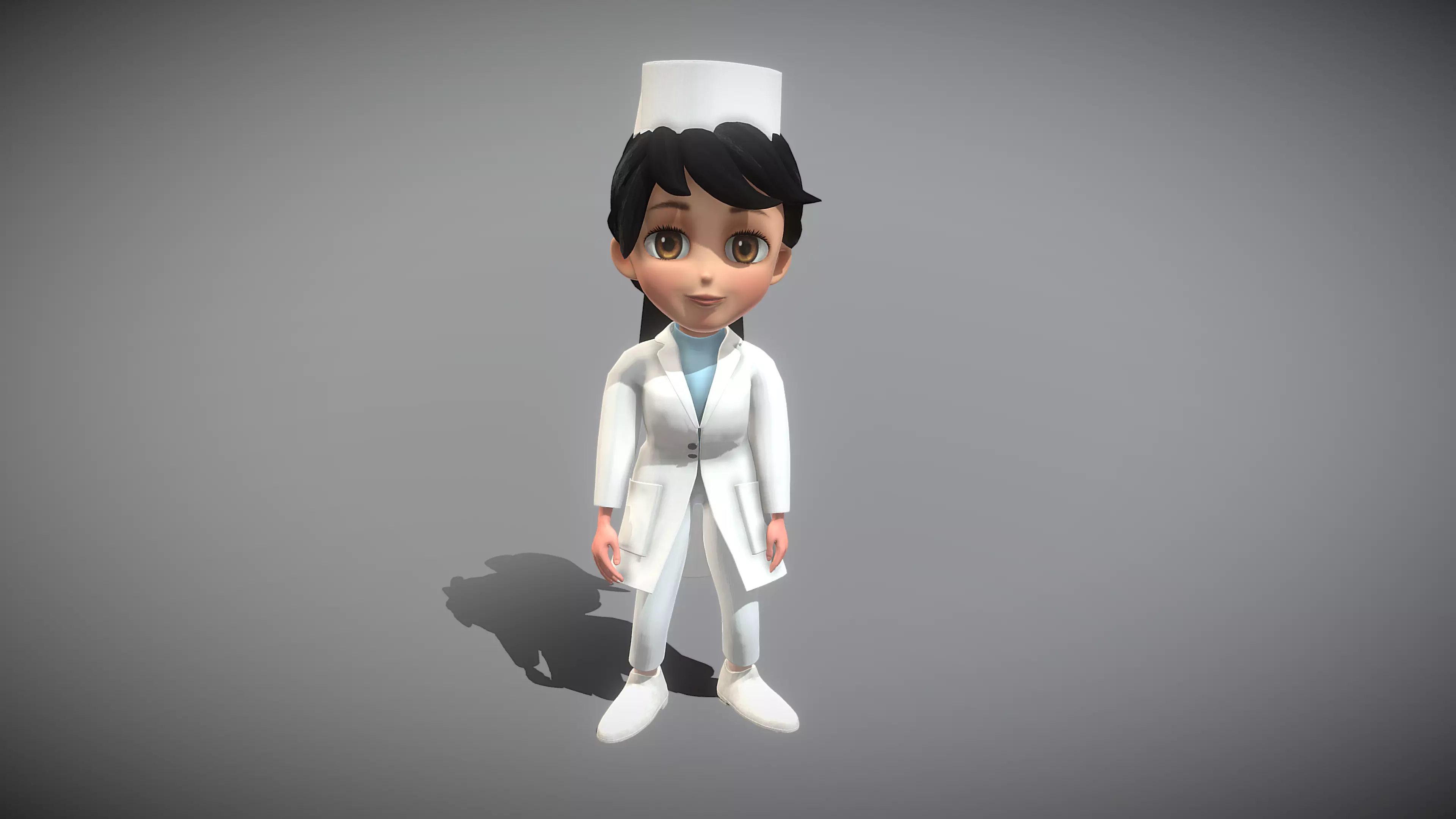 Cartoon Nurse Low-poly 3D model_0