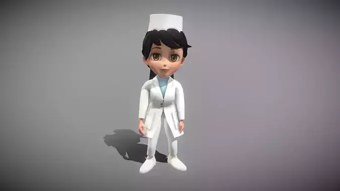 Cartoon Nurse Low-poly 3D model